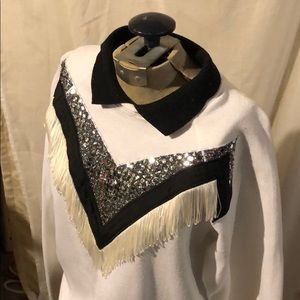 Fringed Glam Sweater with Disco Shimmers